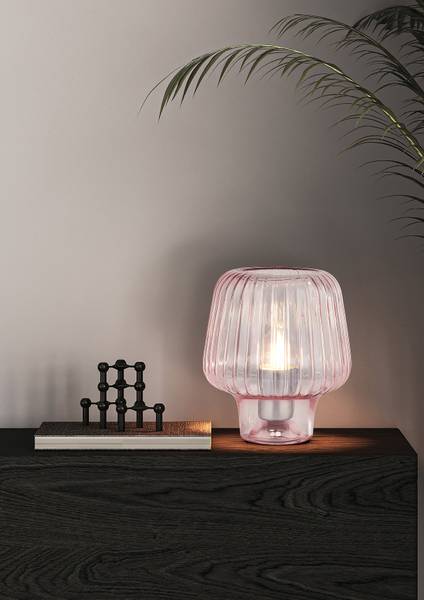 Tischleuchte Aria Edelstahl / Klarglas - Rosa - 1-flammig