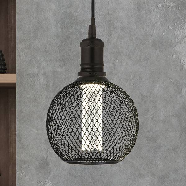 Leuchtmittel Wire Mesh Globe Edelstahl - Schwarz - Universalweiß