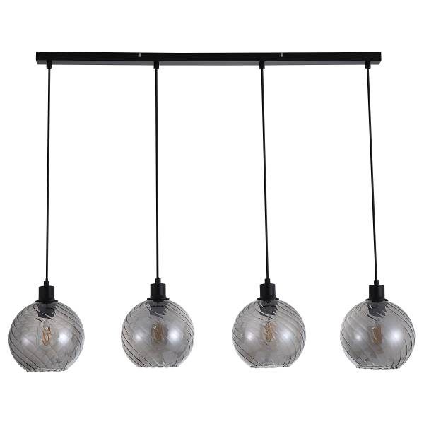 Pendelleuchte Amsterdam Edelstahl / Rauchglas - Schwarz / Grau - 4-flammig