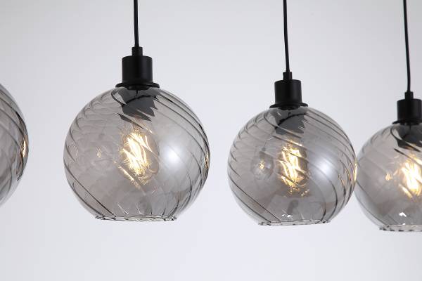 Pendelleuchte Amsterdam Edelstahl / Rauchglas - Schwarz / Grau - 4-flammig