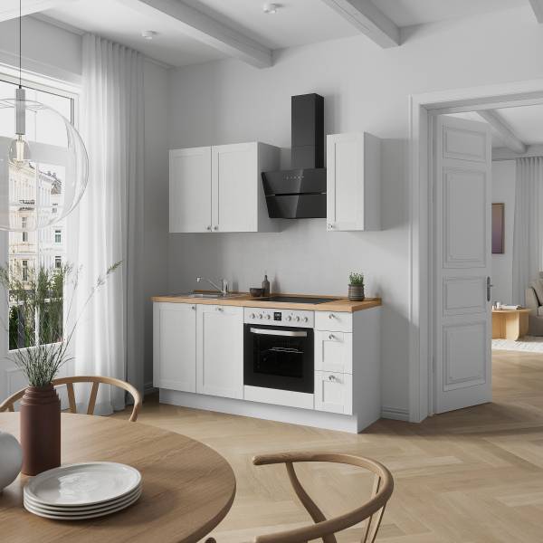 Küchenzeile High-Line Frame Variante A Weiß - Breite: 180 cm - Ausrichtung rechts - Ohne Elektrogeräte