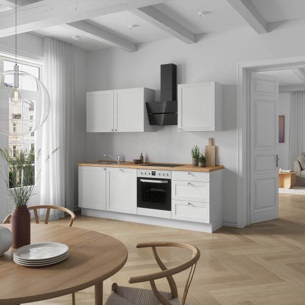 Küchenzeile High-Line Frame Variante C Weiß - Breite: 240 cm - Ausrichtung rechts - Ohne Elektrogeräte