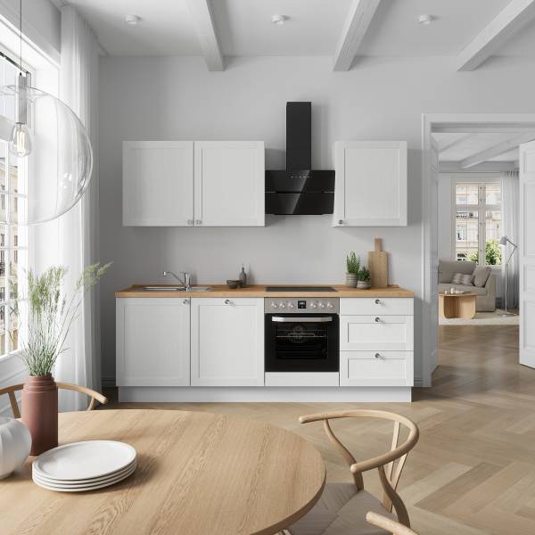 Küchenzeile High-Line Frame Variante C Weiß - Breite: 240 cm - Ausrichtung rechts - Ohne Elektrogeräte