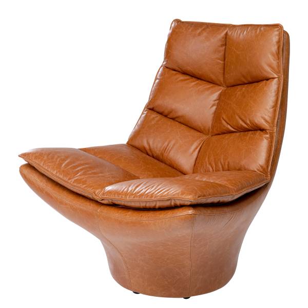 Loungesessel Bridge Braun - Echtleder - 86 x 96 x 86 cm