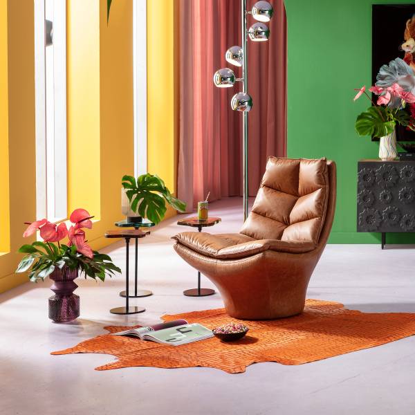 Loungesessel Bridge Braun - Echtleder - 86 x 96 x 86 cm