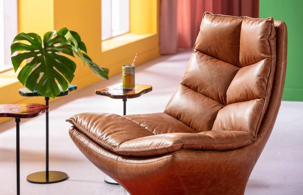 Loungesessel Bridge Braun - Echtleder - 86 x 96 x 86 cm