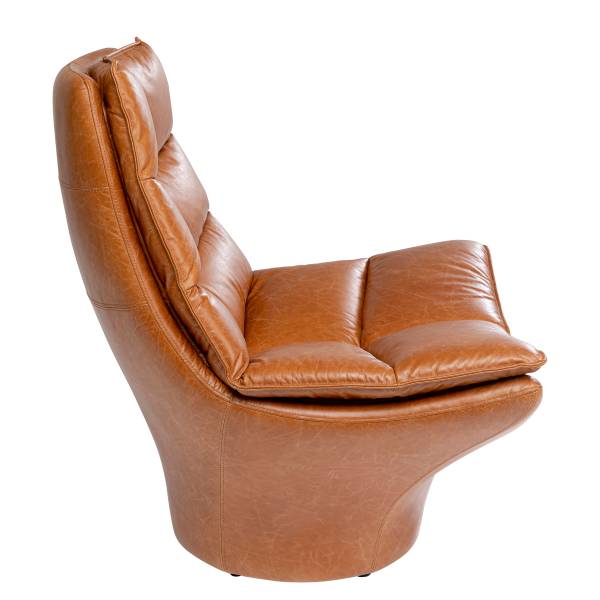 Loungesessel Bridge Braun - Echtleder - 86 x 96 x 86 cm