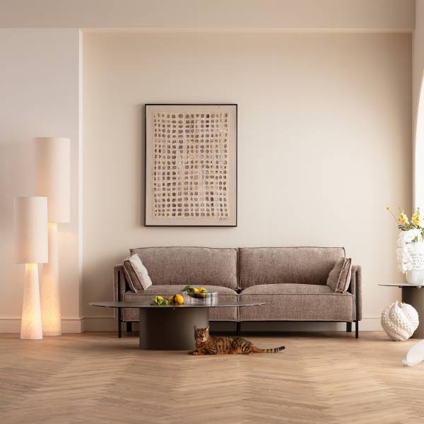 3-Sitzer Sofa Victor Beige - Grau - Chenille - Stahl - 232 x 86 x 90 cm