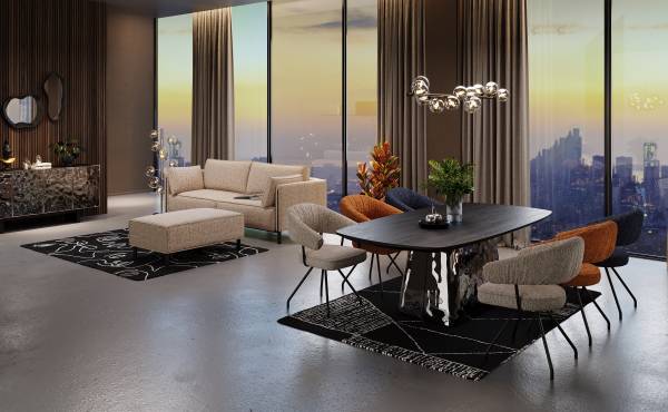 3-Sitzer Sofa Victor Beige - Grau - Chenille - Stahl - 232 x 86 x 90 cm