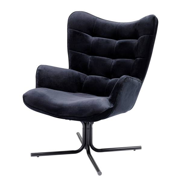 Loungesessel Oscar Schwarz - Polyester - Stahl - 82 x 95 x 73 cm