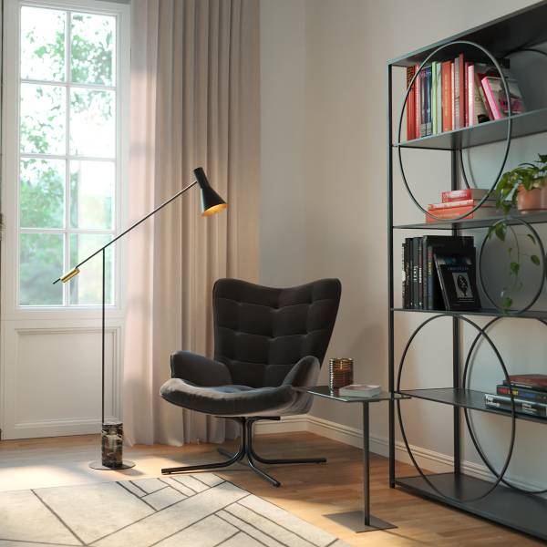 Loungesessel Oscar Schwarz - Polyester - Stahl - 82 x 95 x 73 cm
