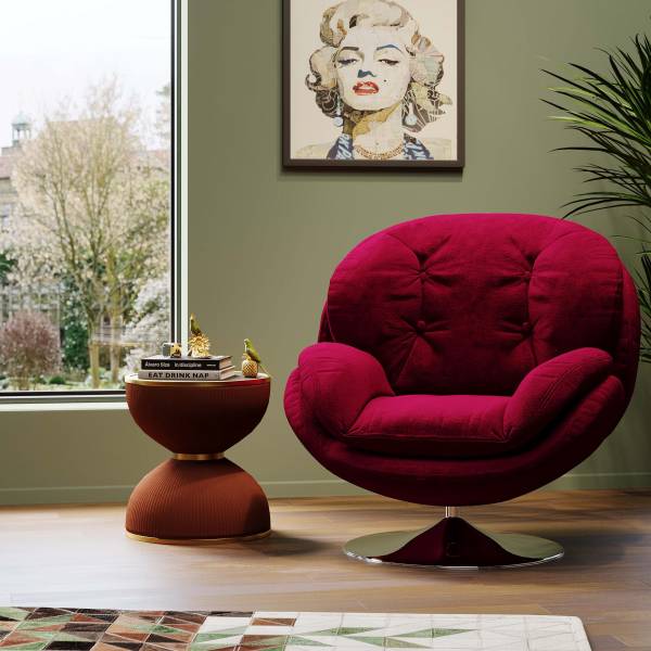 Drehsessel Cosy Pink - Polyester - Samt - Stahl - 84 x 86 x 89 cm