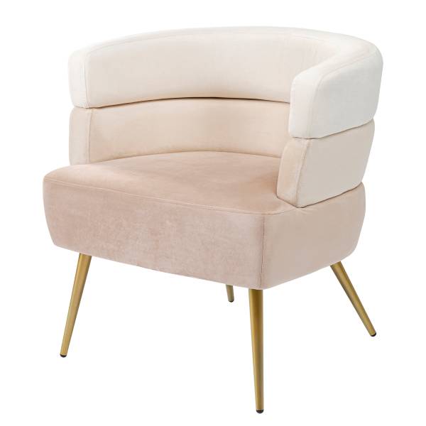 Loungesessel Sandwich Beige - Samt - Stahl - 69 x 71 x 64 cm