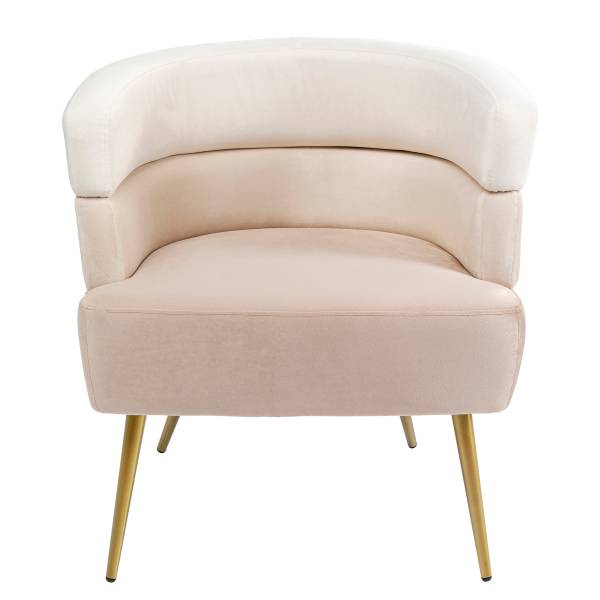 Loungesessel Sandwich Beige - Samt - Stahl - 69 x 71 x 64 cm