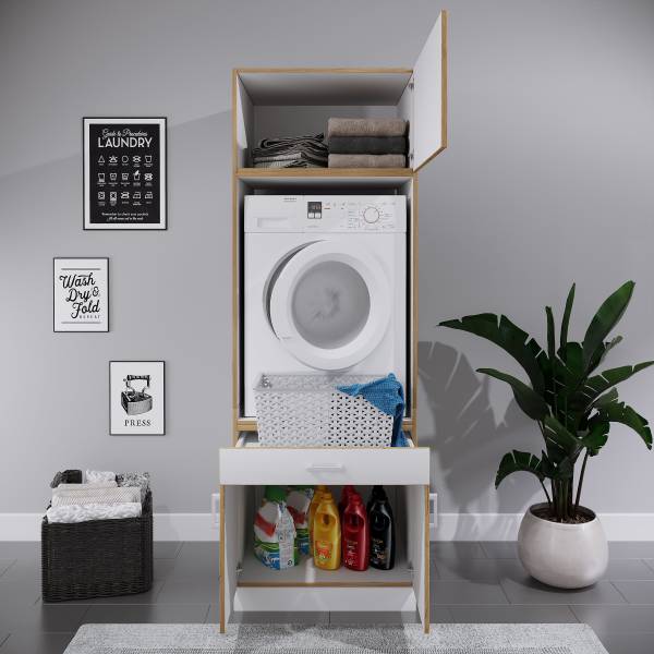 Waschmaschinenschrank Rislo Variante A Weiß