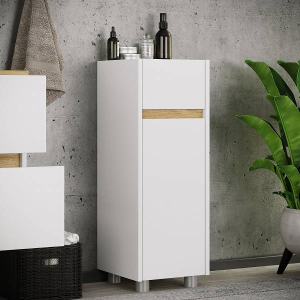 Unterschrank Cosila mit Füßen Weiß / Eiche Dekor