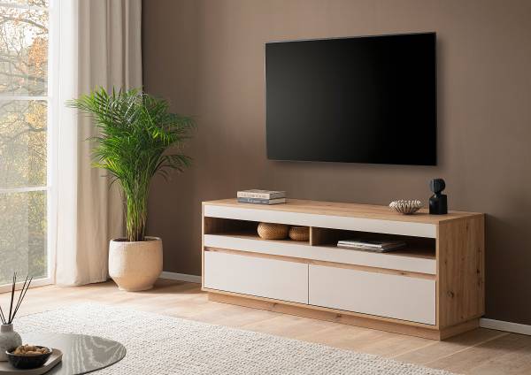 TV-Lowboard Sideys Kaschmir / Eiche Artisan Dekor - Breite: 162 cm
