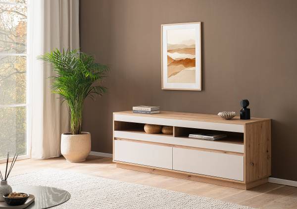 TV-Lowboard Sideys Kaschmir / Eiche Artisan Dekor - Breite: 162 cm