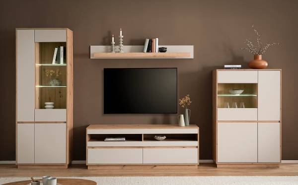 TV-Lowboard Sideys Kaschmir / Eiche Artisan Dekor - Breite: 162 cm
