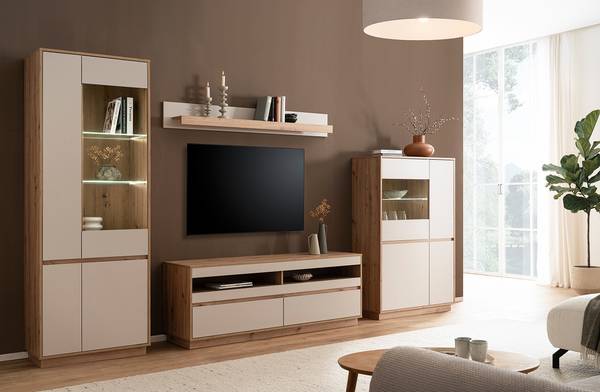 TV-Lowboard Sideys Kaschmir / Eiche Artisan Dekor - Breite: 162 cm