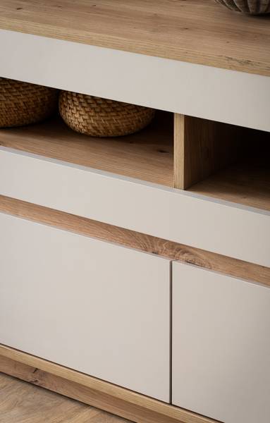 TV-Lowboard Sideys Kaschmir / Eiche Artisan Dekor - Breite: 162 cm