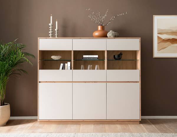 Highboard Sideys - Breite 164 cm Kaschmir / Eiche Artisan Dekor