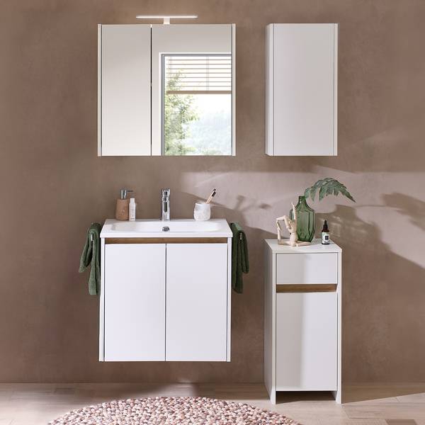 Badset Quickset 100 4-teilig Kombi A Matt Weiß / Eiche Riviera Dekor