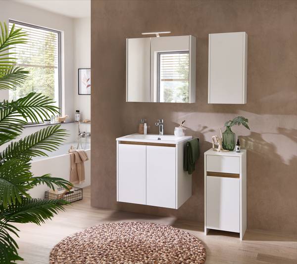 Badset Quickset 100 4-teilig Kombi A Matt Weiß / Eiche Riviera Dekor