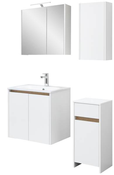 Badset Quickset 100 4-teilig Kombi A Matt Weiß / Eiche Riviera Dekor
