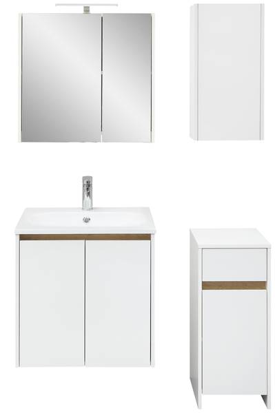 Badset Quickset 100 4-teilig Kombi A Matt Weiß / Eiche Riviera Dekor