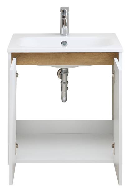Badset Quickset 100 4-teilig Kombi A Matt Weiß / Eiche Riviera Dekor