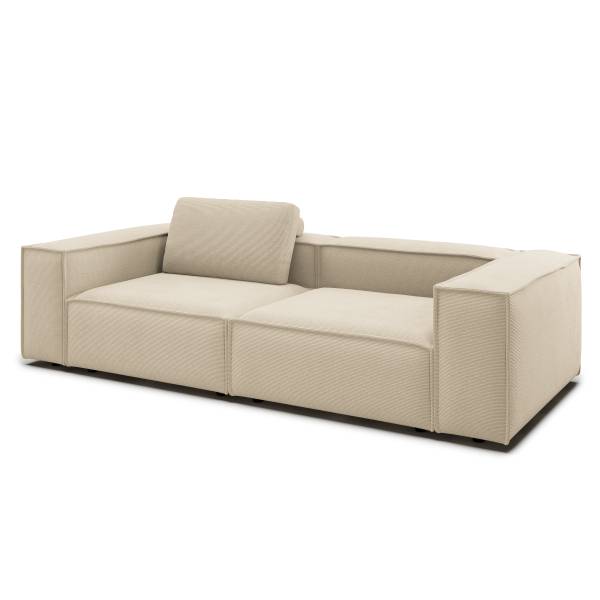 Big-Sofa YOKO Typ B Beige - Cord - Buche - 266 x 68 x 118 cm