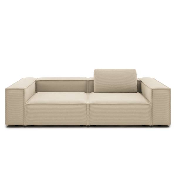 Big-Sofa YOKO Typ B Beige - Cord - Buche - 266 x 68 x 118 cm