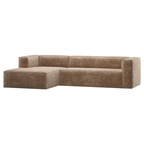 Ecksofa Bean mit Longchair Typ B Taupe - Ecke davorstehend links - Chenille