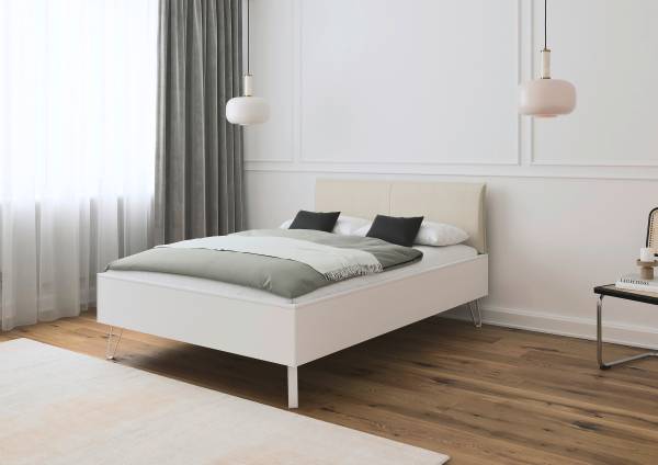 Bettgestell Liora Webstoff - Alpinweiß - 140 x 200cm