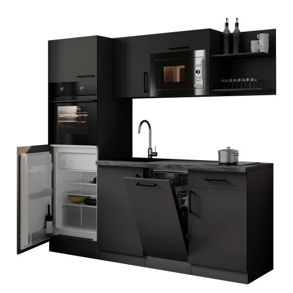 Cuisine équipée auton. Oliver avec micro Gris mat - Largeur : 205 cm