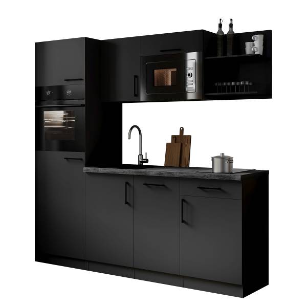 Cuisine équipée auton. Oliver avec micro Gris mat - Largeur : 205 cm
