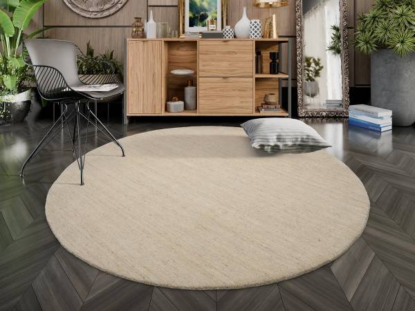 Wollteppich Lanabella Wool rund Schurwolle - Beige - Durchmesser: 200 cm