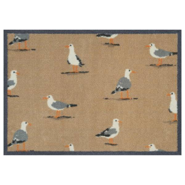 Fuß- & Sauberlaufmatte Shore Birds recycelte Baumwolle / Viskose - Beige
