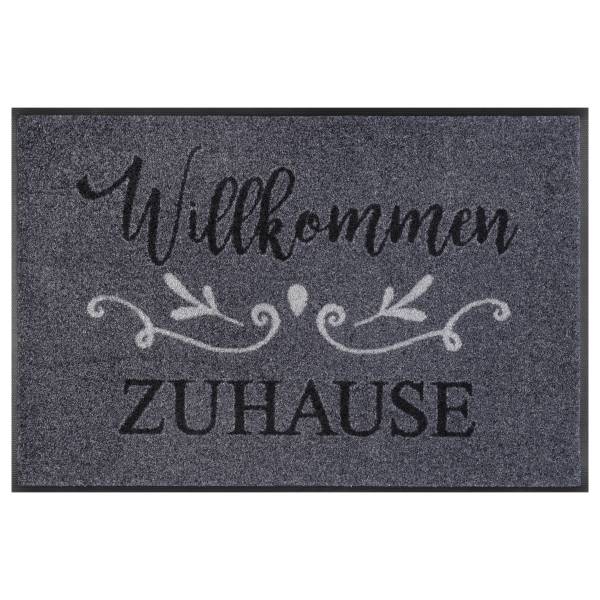 Fuß- & Sauberlaufmatte Willkommen Polyamid - Grau