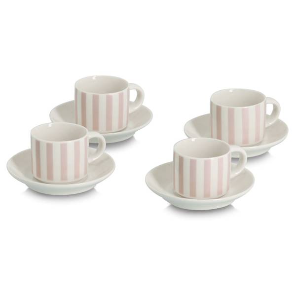 Espresso-Set Suley 8-teilig Porzellan - Beige / Weiß