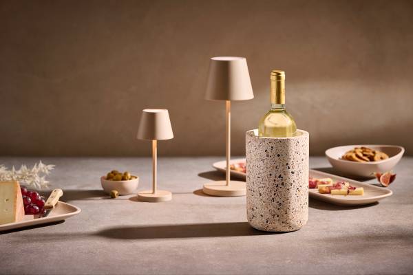 Flaschenkühler Terrazzo Steinzeug - Weiß