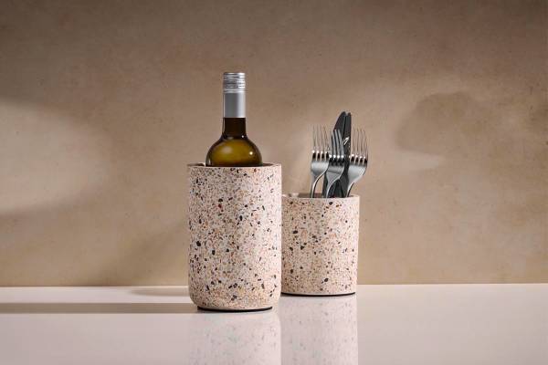 Flaschenkühler Terrazzo Steinzeug - Weiß