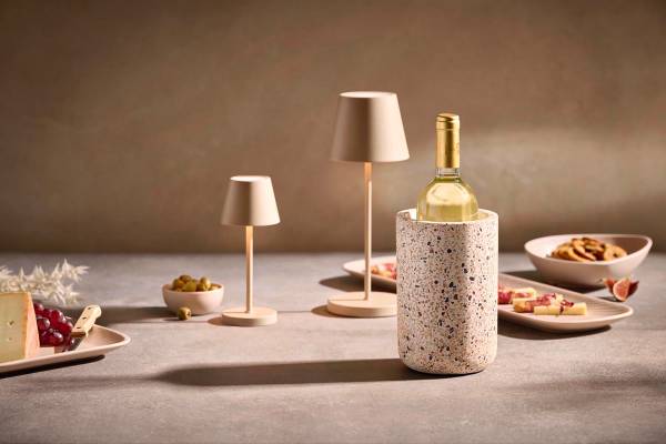 Flaschenkühler Terrazzo Steinzeug - Weiß