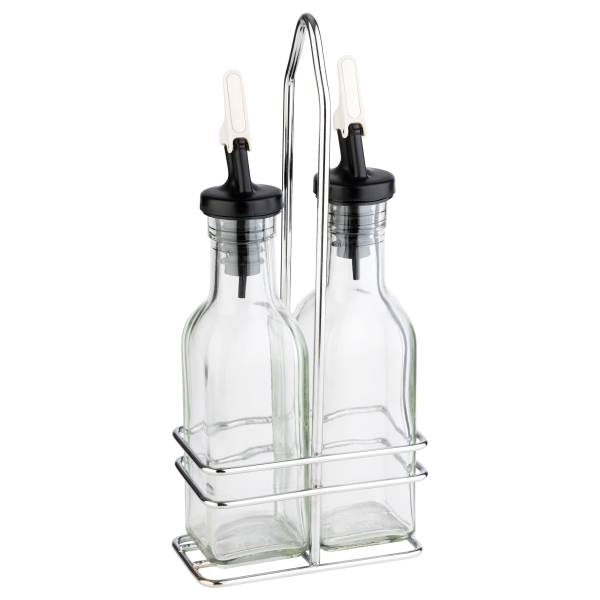 Essig- & Öl-Menage Hisra Edelstahl - Transparent / Schwarz
