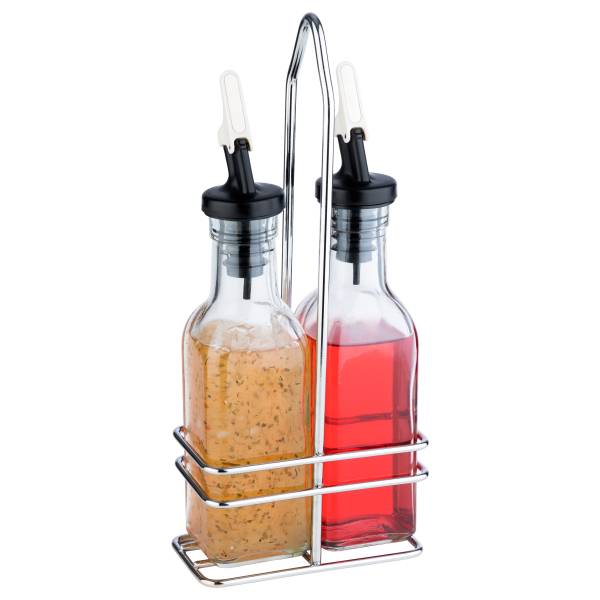 Essig- & Öl-Menage Hisra Edelstahl - Transparent / Schwarz