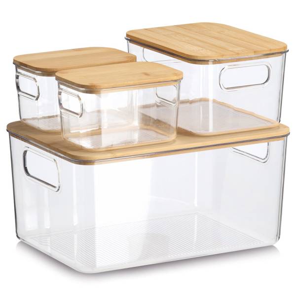 Aufbewahrungsboxen-Set Yuhuo 4-teilig ABS / Bambus - Transparent