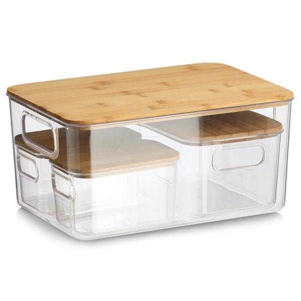 Aufbewahrungsboxen-Set Yuhuo 4-teilig ABS / Bambus - Transparent