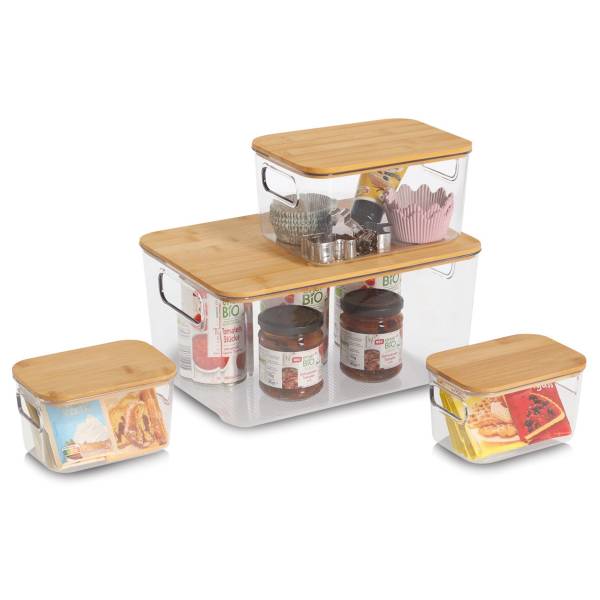 Aufbewahrungsboxen-Set Yuhuo 4-teilig ABS / Bambus - Transparent