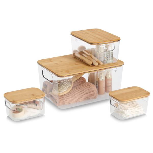 Aufbewahrungsboxen-Set Yuhuo 4-teilig ABS / Bambus - Transparent
